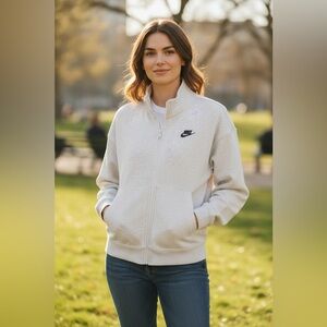 Nike Full Zip Sweatshirt Heather Gray Logo Jacket Womens L NWT HV2733-051